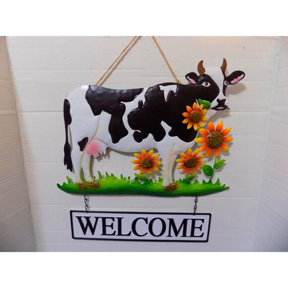 NEW Metal Welcome Cow Wall Sign Country Decor Farmhouse Wall Art - Picture 1 of 3
